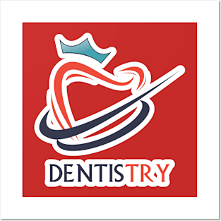 Tooth with crown illustration logo template design for dental or dentist. Posters and Art